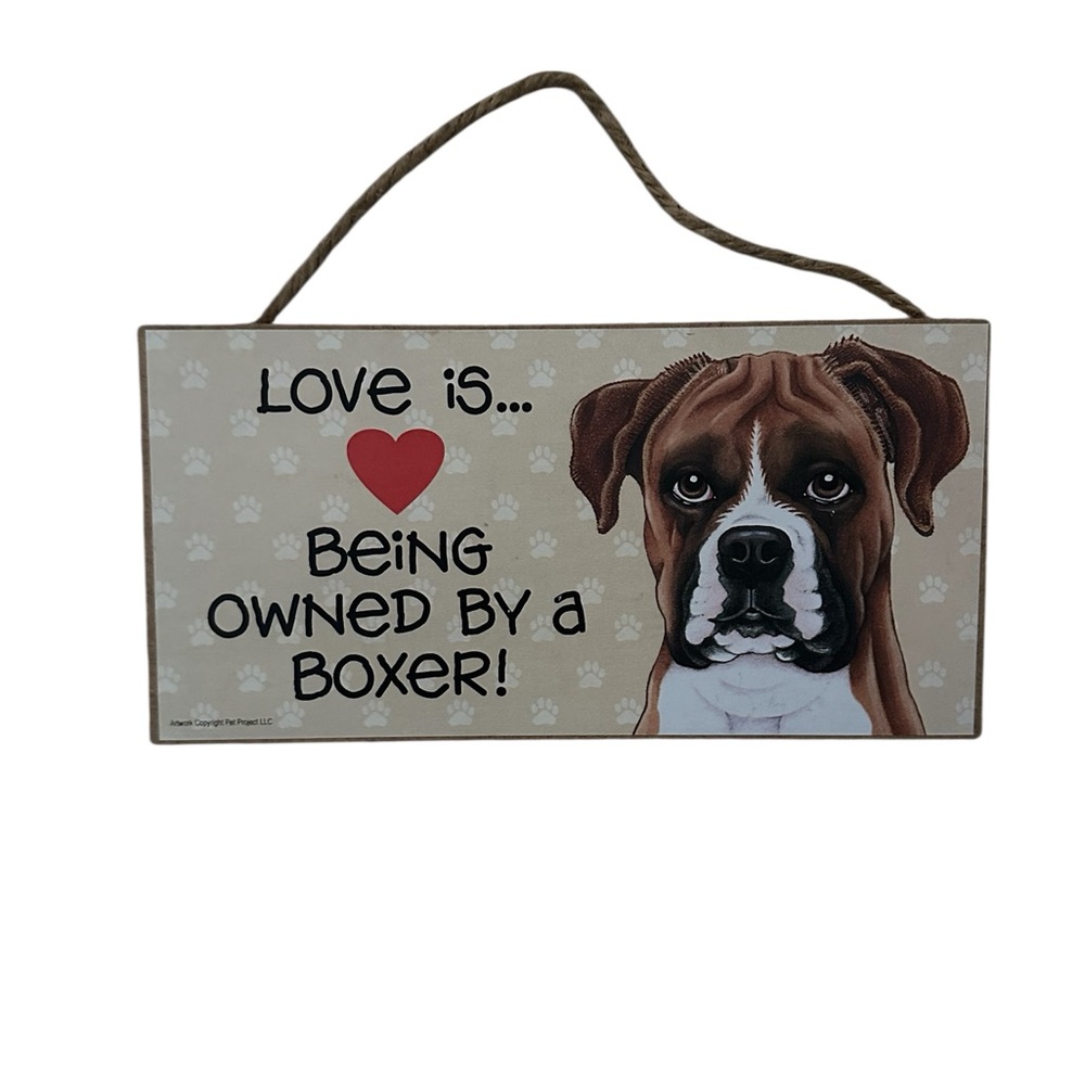 Boxer Dog door Sign with Heart